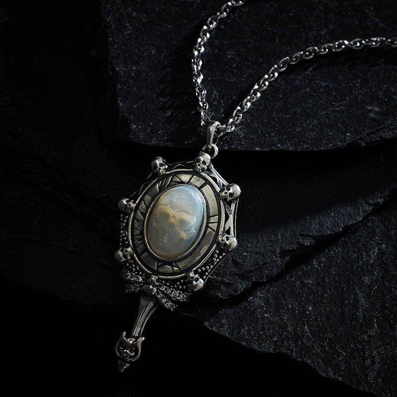 Ghostveil Radiance Pearl Skull Necklace - AKAK BODYJEWELRY - ear - tunnel