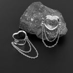 Heart Chain Stainless Steel Ear Gauge Tunnels 2Pcs - AKAK BODYJEWELRY - ear - tunnel