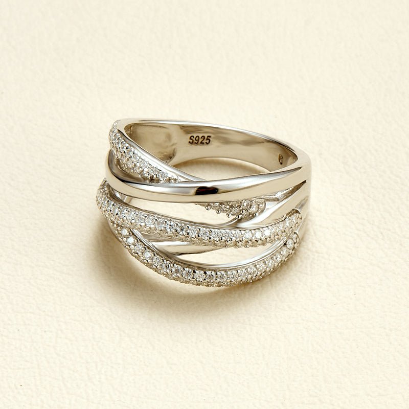 Multi - Band Moissanite S925 Silver Statement Ring - AKAK BODYJEWELRY - ear - tunnel
