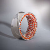 Orange Red Moissanite 14K White Gold Stars Shining Ear Gauge Tunnel(2Pcs) - AKAK BODYJEWELRY - ear - tunnel
