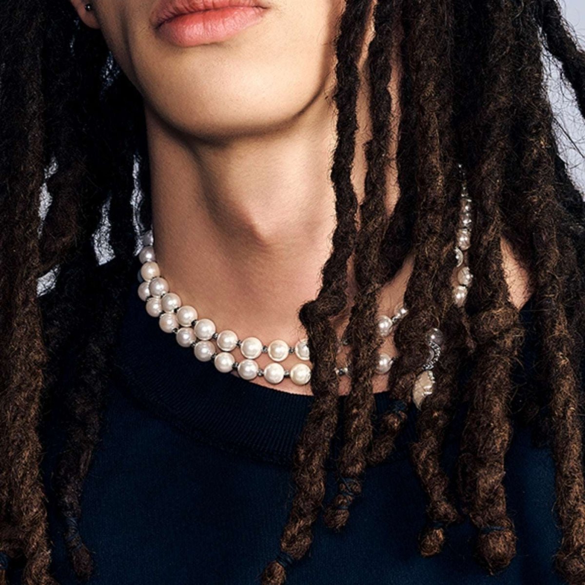 Pearl Torque Chain Necklace - AKAK BODYJEWELRY - ear - tunnel