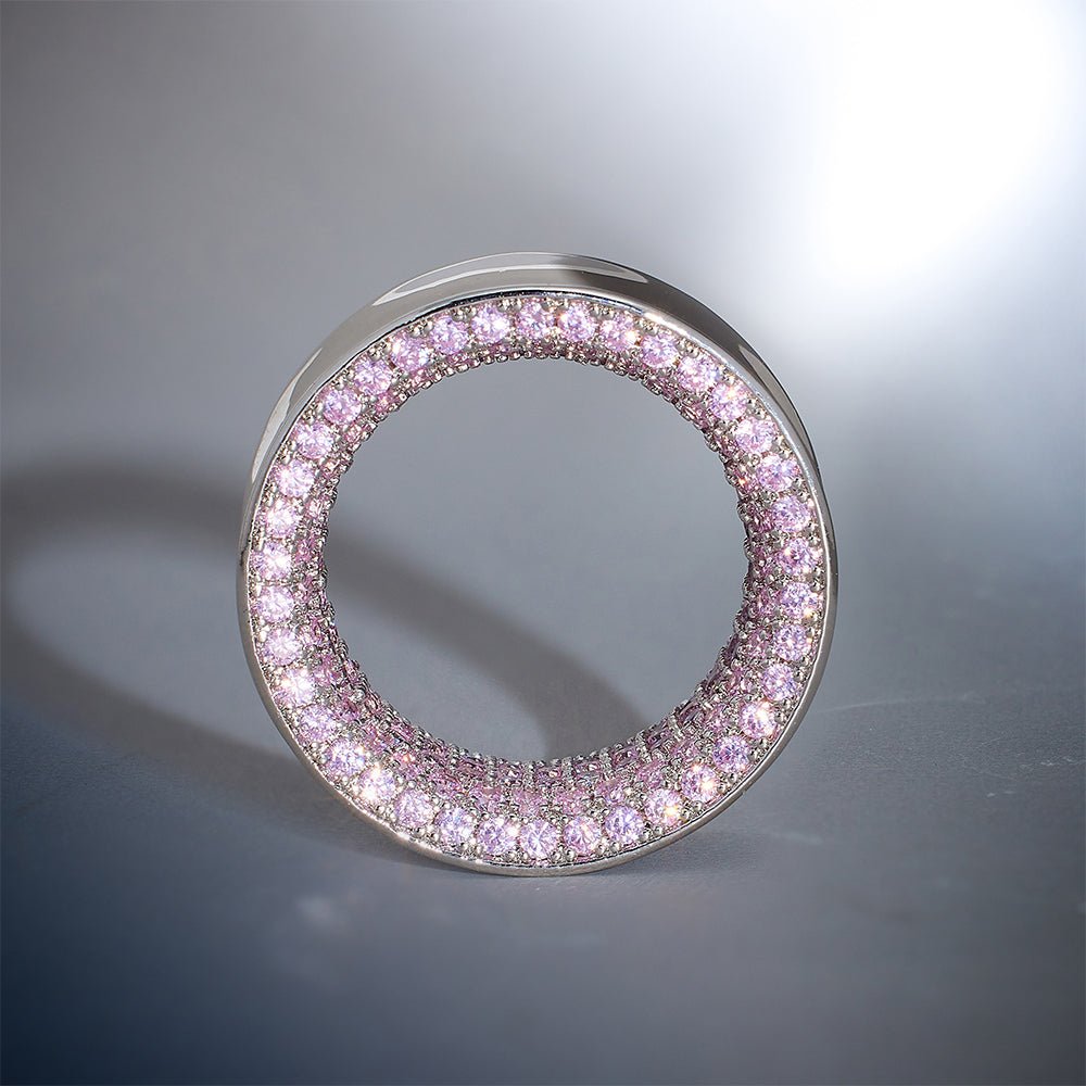 Pink Sapphire S925 Silver Stars Shining Tunnel (2Pcs) - AKAK BODYJEWELRY - ear - tunnel