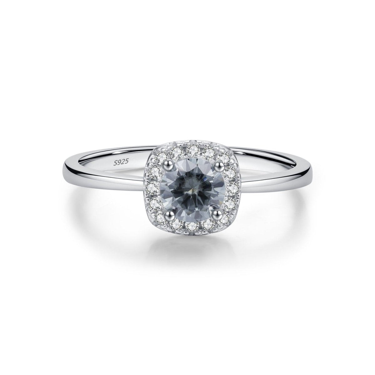 S925 Silver 0.5ct Gray Moissanite Halo Ring - AKAK BODYJEWELRY - ear - tunnel
