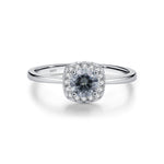 S925 Silver 0.5ct Gray Moissanite Halo Ring - AKAK BODYJEWELRY - ear - tunnel