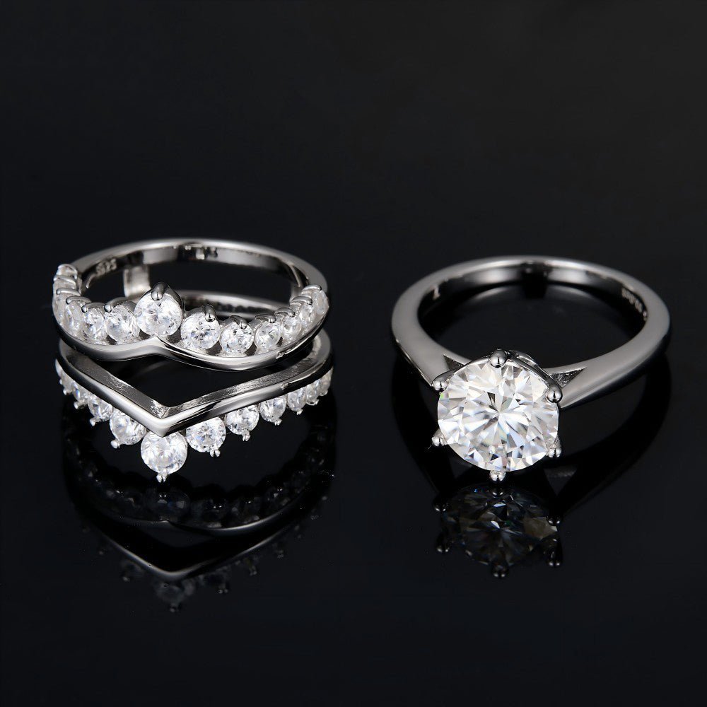 S925 Silver 3 Carat Moissanite Stacking Princess Ring - AKAK BODYJEWELRY - ear - tunnel