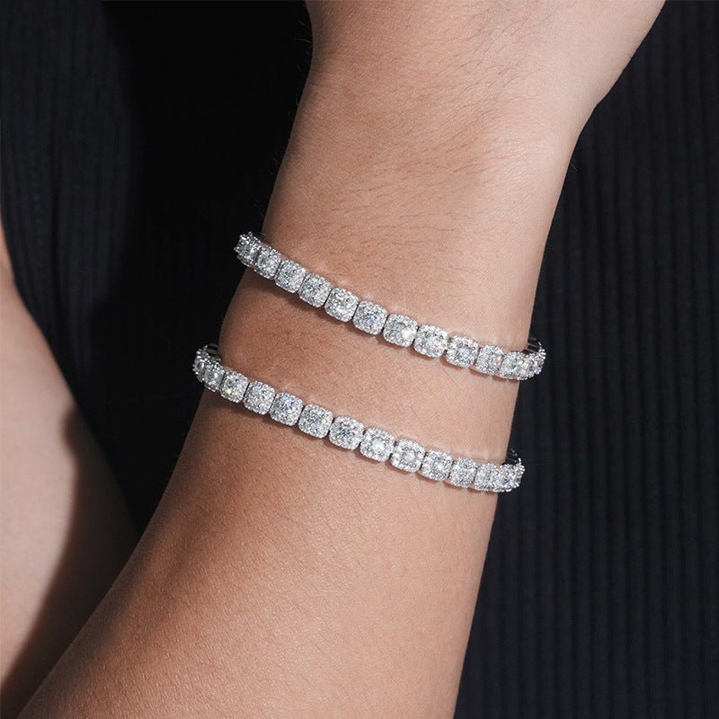 S925 Silver 6mm Classic Box - Link Moissanite Bracelet - AKAK BODYJEWELRY - ear - tunnel