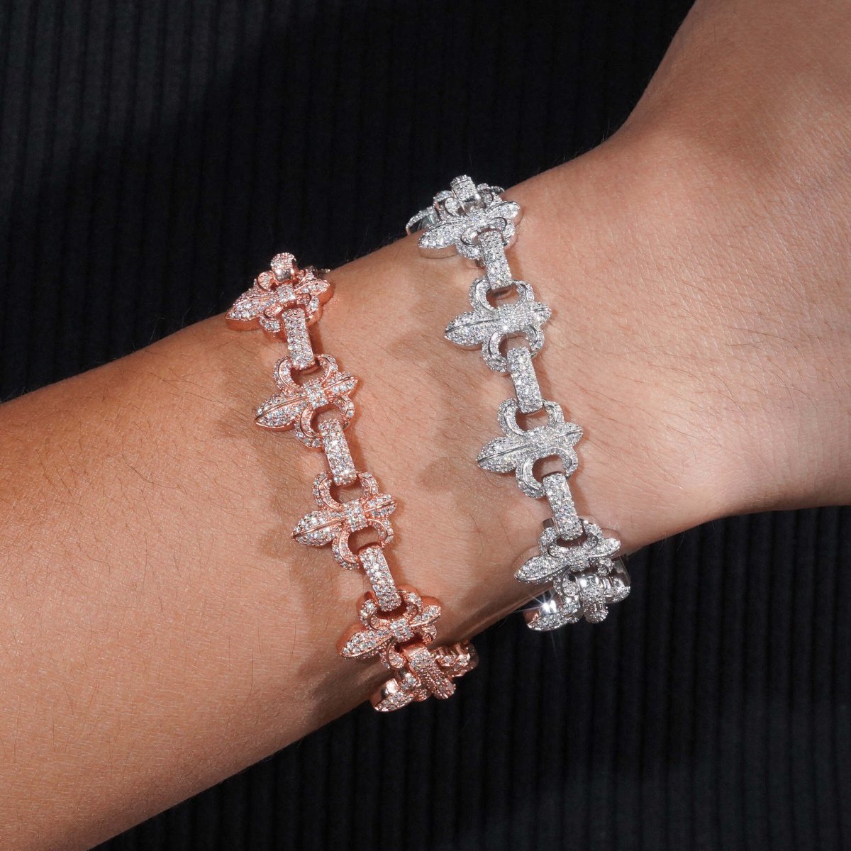 S925 Silver Fleur - de - Lis Iced Moissanite Bracelet - AKAK BODYJEWELRY - ear - tunnel
