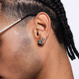 S925 Silver Lake Green Zircon Earrings Jewelry 2pcs for Women Men - AKAK BODYJEWELRY - ear - tunnel