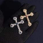 S925 Silver Luxury Baroque Moissanite Cross Necklace - AKAK BODYJEWELRY - ear - tunnel