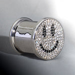 S925 Silver Luxury Paved Smiley Zircon Ear Plug（2pcs） - AKAK BODYJEWELRY - ear - tunnel