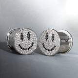 S925 Silver Luxury Paved Smiley Zircon Ear Plug（2pcs） - AKAK BODYJEWELRY - ear - tunnel