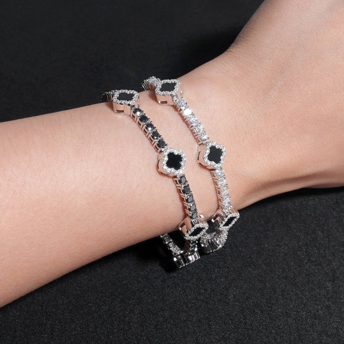 S925 Silver Moissanite Clover Bracelet - AKAK BODYJEWELRY - ear - tunnel