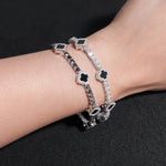 S925 Silver Moissanite Clover Bracelet - AKAK BODYJEWELRY - ear - tunnel