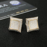 S925 Silver Moissanite Fully Inlaid Square Studs Earrings - AKAK BODYJEWELRY - ear - tunnel