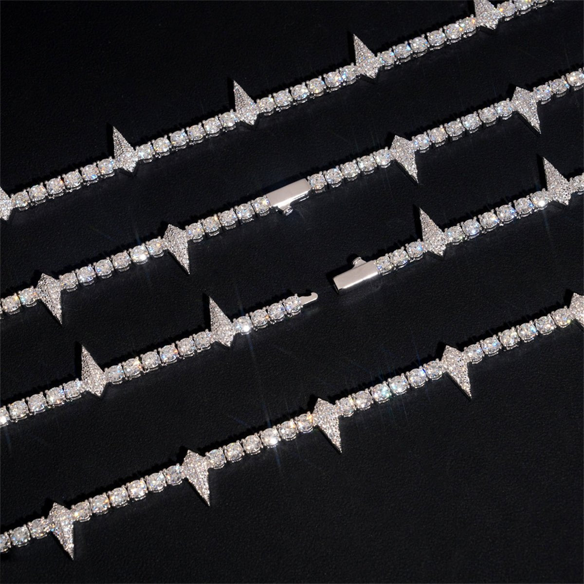 S925 Silver Moissanite Prism Thorn Necklace - AKAK BODYJEWELRY - ear - tunnel