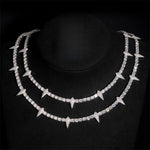 S925 Silver Moissanite Prism Thorn Necklace - AKAK BODYJEWELRY - ear - tunnel