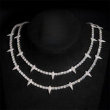 S925 Silver Moissanite Prism Thorn Necklace - AKAK BODYJEWELRY - ear - tunnel