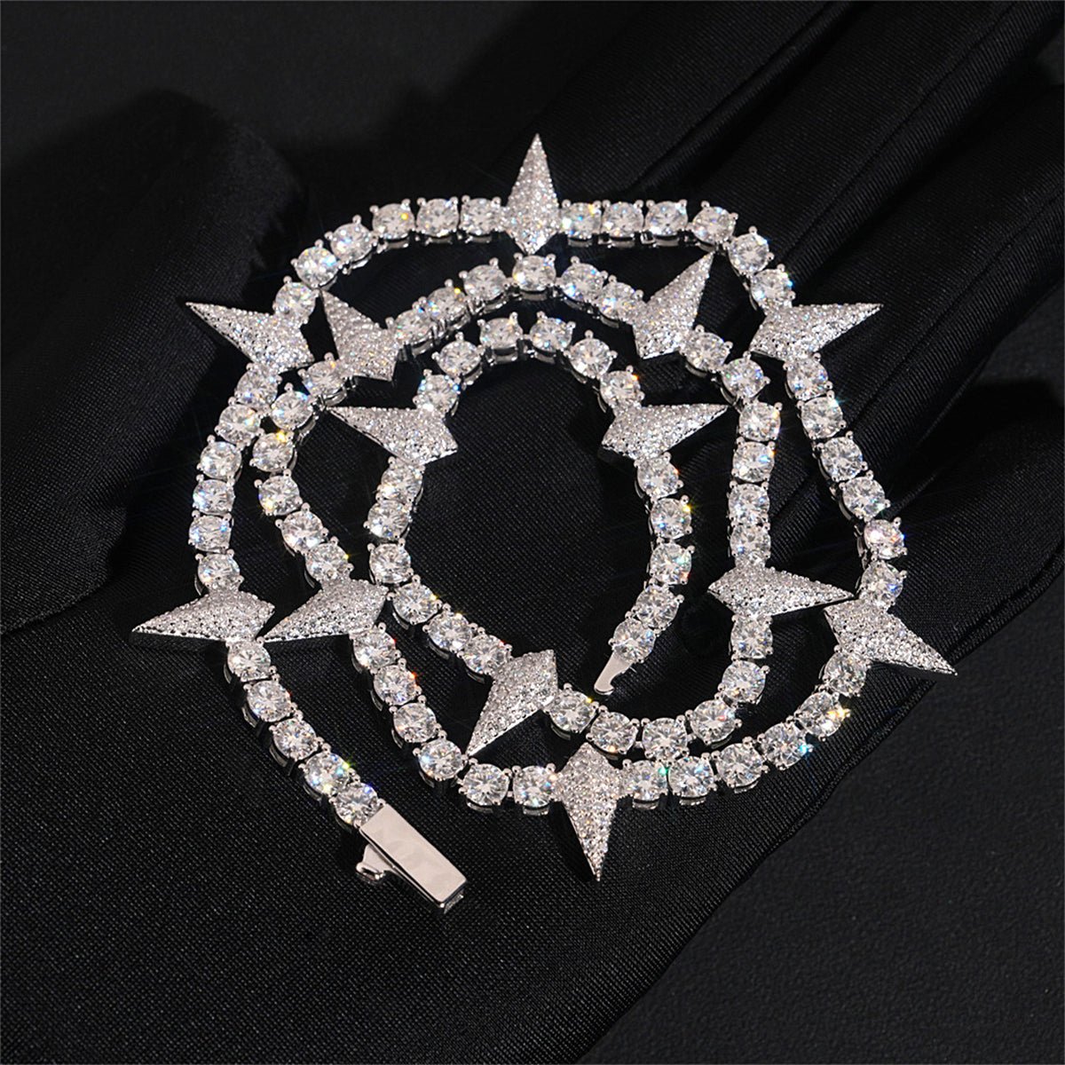 S925 Silver Moissanite Prism Thorn Necklace - AKAK BODYJEWELRY - ear - tunnel