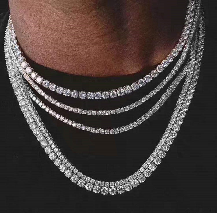 S925 Silver Moissanite Tennis Necklace - AKAK BODYJEWELRY - ear - tunnel