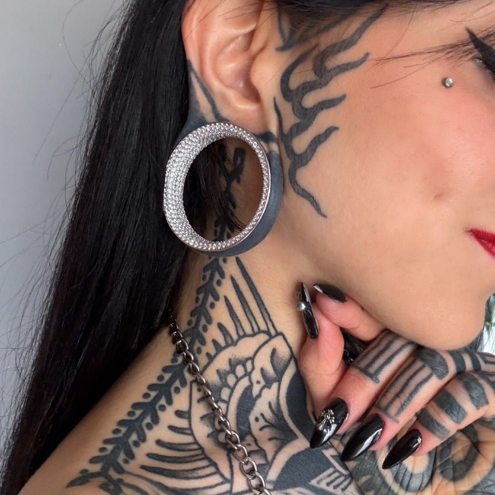 S925 Stars Shining Moissanite Ear Gauge Tunnel（2Pcs） - AKAK BODYJEWELRY
