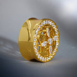 Sea View Lattice Zircon 14K Ear Gauge Tunnel (2Pcs) - AKAK BODYJEWELRY - ear - tunnel