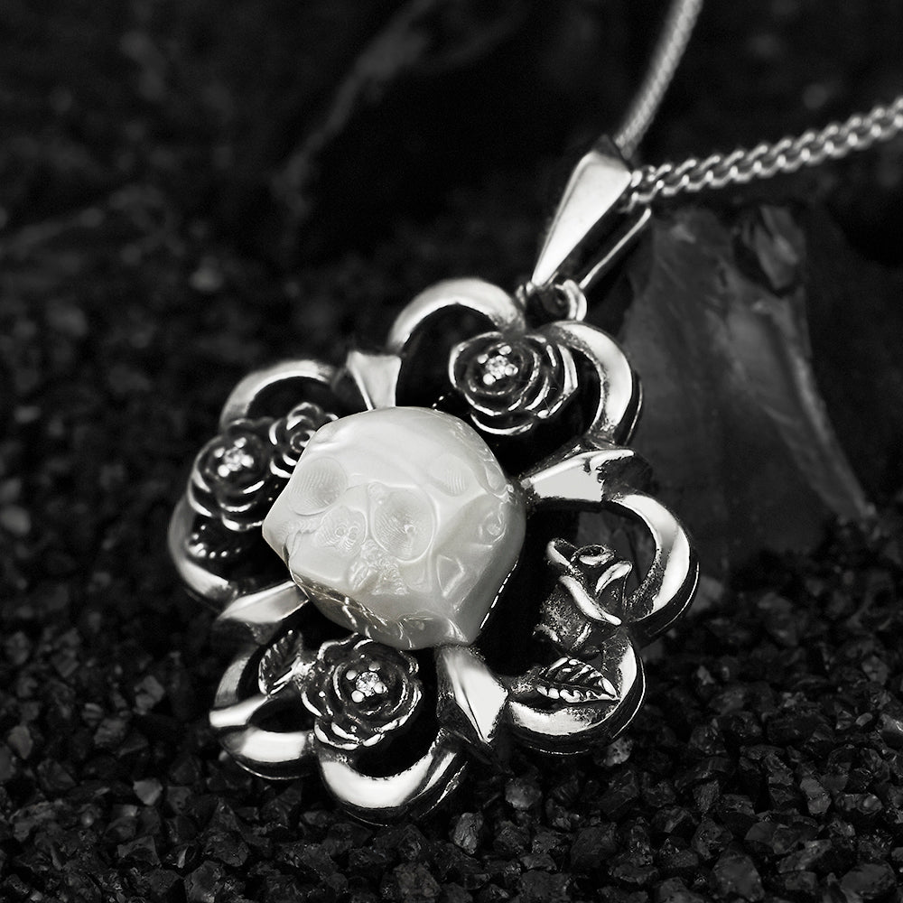 Shadow Specter Pearl Skull Necklace - AKAK BODYJEWELRY - ear - tunnel