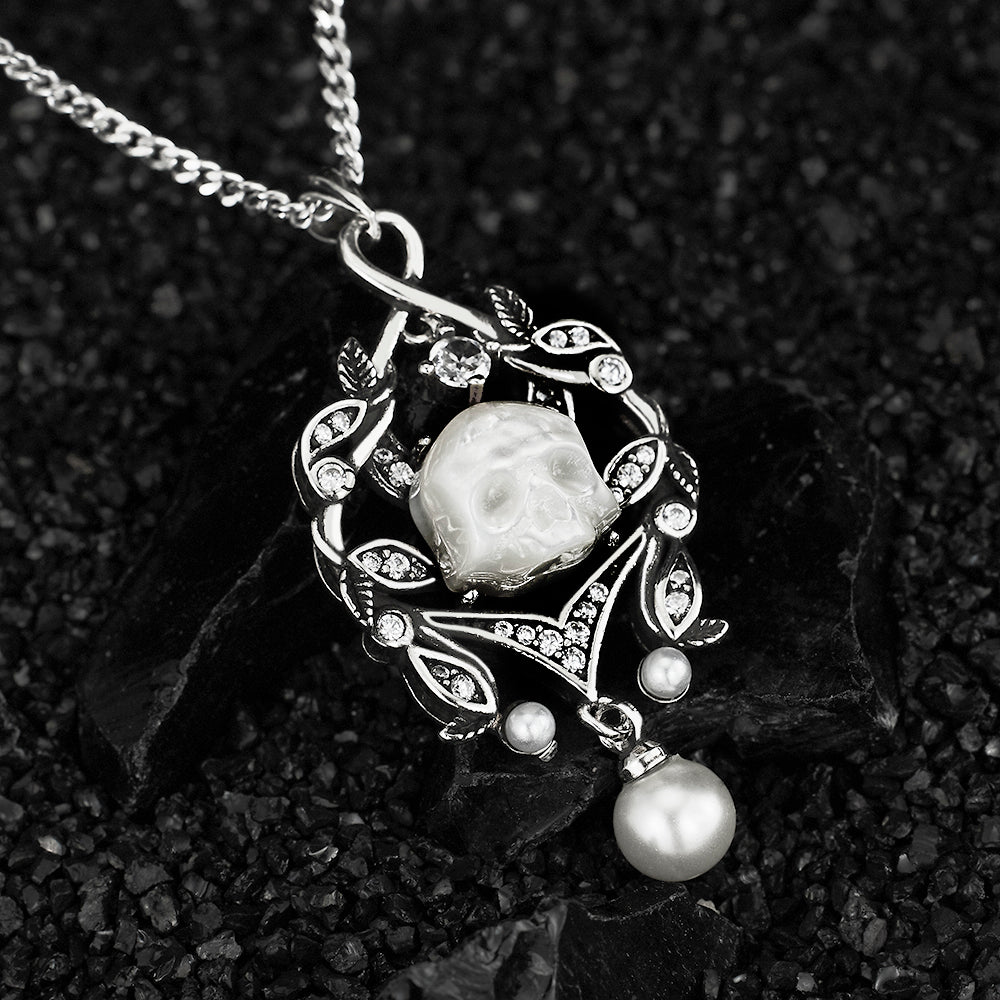 Spectral Echo Pearl Skull Necklace - AKAK BODYJEWELRY - ear - tunnel