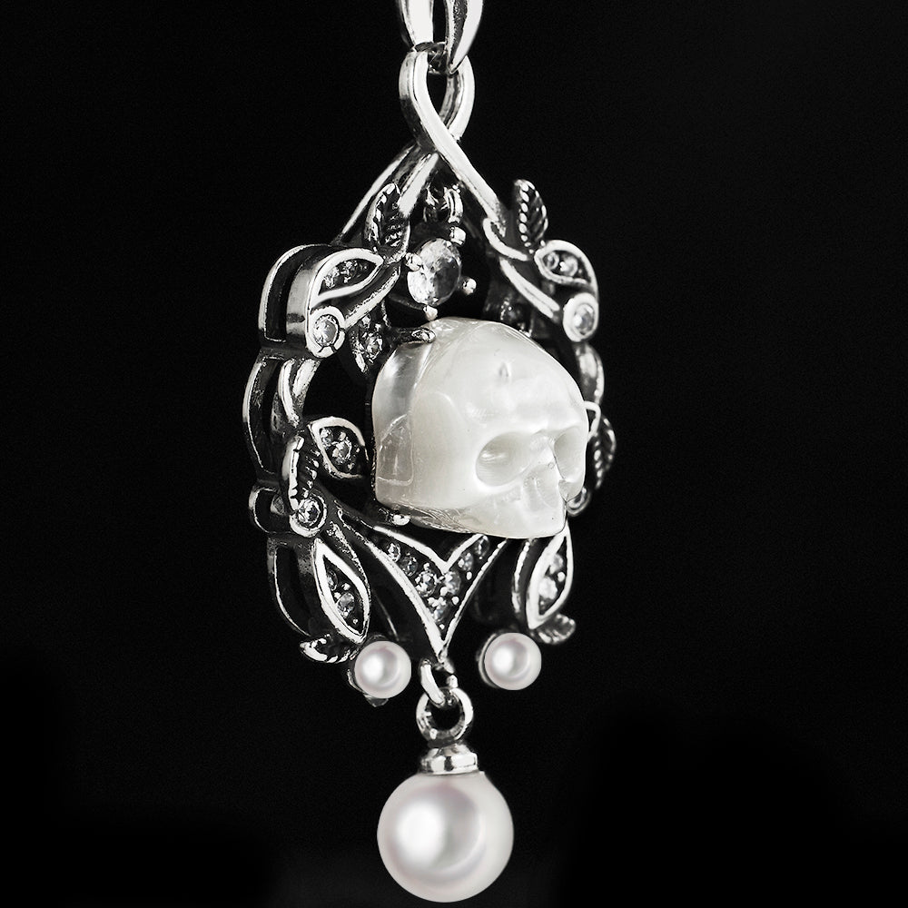 Spectral Echo Pearl Skull Necklace - AKAK BODYJEWELRY - ear - tunnel