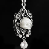 Spectral Echo Pearl Skull Necklace - AKAK BODYJEWELRY - ear - tunnel