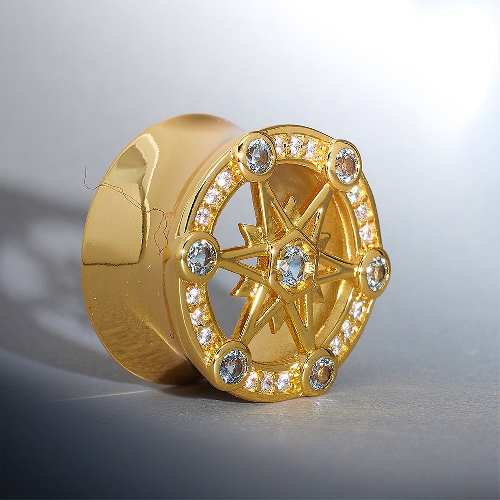 Starlight Shadow 14K Moissanite Ear Gauge Tunnel (2Pcs) - AKAK BODYJEWELRY - ear - tunnel