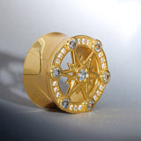 Starlight Shadow 14K Moissanite Ear Gauge Tunnel (2Pcs) - AKAK BODYJEWELRY - ear - tunnel