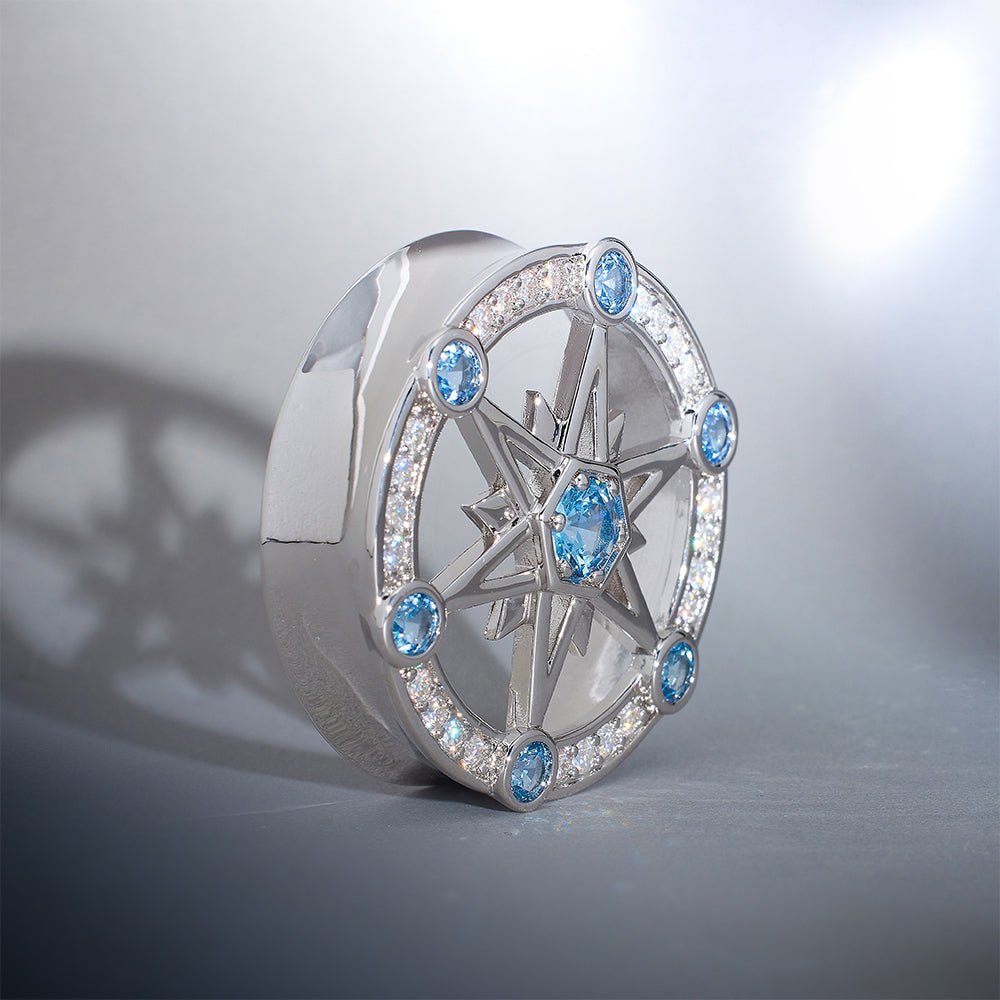 Starlight Shadow 14K Moissanite Ear Gauge Tunnel (2Pcs) - AKAK BODYJEWELRY - ear - tunnel