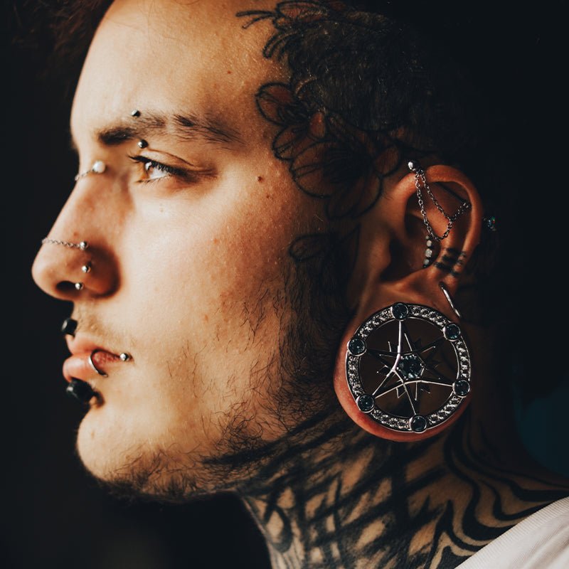 Starlight Shadow Moissanite S925 Silver Ear Gauge Tunnel (2Pcs) - AKAK BODYJEWELRY - ear - tunnel