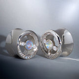 Starlight Zircon 14K Gold Ear Gauge Tunnel (2Pcs) - AKAK BODYJEWELRY - ear - tunnel