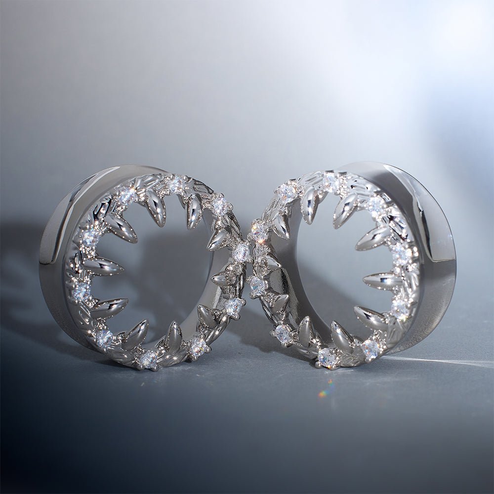 Strange Flower Moissanite 14K Ear Gauge Tunnel (2Pcs) - AKAK BODYJEWELRY