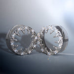 Strange Flower Moissanite 14K Ear Gauge Tunnel (2Pcs) - AKAK BODYJEWELRY - ear - tunnel