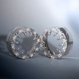 Strange Flower Moissanite S925 Silver Ear Gauge Tunnel (2Pcs) - AKAK BODYJEWELRY - ear - tunnel