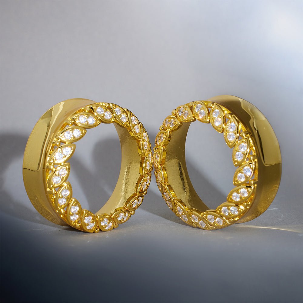 Straw Dream Zircon S925 Silver Ear Gauge Tunnel (2Pcs) - AKAK BODYJEWELRY