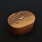 Titanium Bat Wing Heart & Star Wing CZ Piercing Stud | 1PC – Flat Back Labret | Ear Nose Body Jewelry - AKAK BODYJEWELRY-ear-tunnel