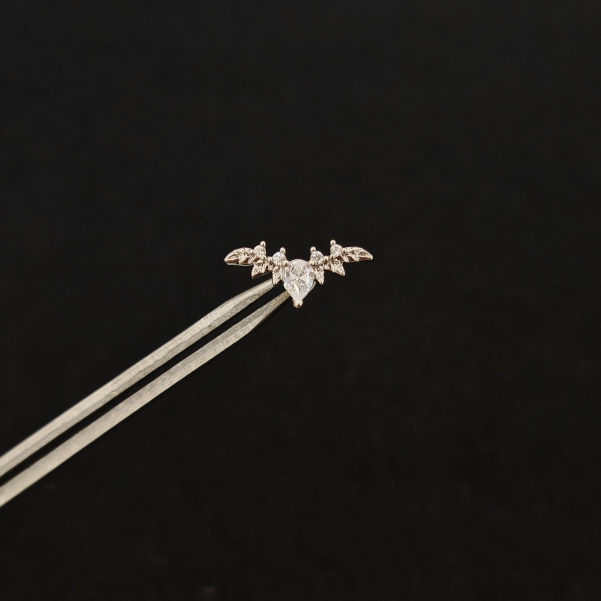 Titanium Bat Wing Heart & Star Wing CZ Piercing Stud | 1PC – Flat Back Labret | Ear Nose Body Jewelry - AKAK BODYJEWELRY-ear-tunnel