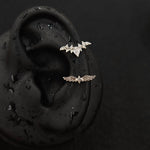 Titanium Bat Wing Heart & Star Wing CZ Piercing Stud | 1PC – Flat Back Labret | Ear Nose Body Jewelry - AKAK BODYJEWELRY-ear-tunnel