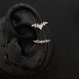 Titanium Bat Wing Heart & Star Wing CZ Piercing Stud | 1PC – Flat Back Labret | Ear Nose Body Jewelry - AKAK BODYJEWELRY-ear-tunnel