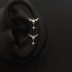 Titanium Butterfly CZ Piercing Stud – White / Purple / Blue / Pink | Ear Nose Body Jewelry - AKAK BODYJEWELRY-ear-tunnel
