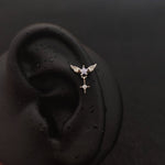 Titanium Butterfly CZ Piercing Stud – White / Purple / Blue / Pink | Ear Nose Body Jewelry - AKAK BODYJEWELRY-ear-tunnel