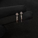Titanium Cross Dagger Dangle CZ Piercing Stud | 1PC – Gothic Flat Back Labret | Ear Nose Body Jewelry - AKAK BODYJEWELRY-ear-tunnel