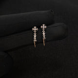 Titanium Cross Dagger Dangle CZ Piercing Stud | 1PC – Gothic Flat Back Labret | Ear Nose Body Jewelry - AKAK BODYJEWELRY-ear-tunnel