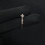 Titanium Cross Dagger Dangle CZ Piercing Stud | 1PC – Gothic Flat Back Labret | Ear Nose Body Jewelry - AKAK BODYJEWELRY-ear-tunnel