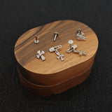 Titanium Cross & Safety Pin Cross CZ Piercing Stud | 1PC – Flat Back Labret | Ear Nose Body Jewelry - AKAK BODYJEWELRY-ear-tunnel