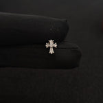 Titanium Cross & Safety Pin Cross CZ Piercing Stud | 1PC – Flat Back Labret | Ear Nose Body Jewelry - AKAK BODYJEWELRY-ear-tunnel
