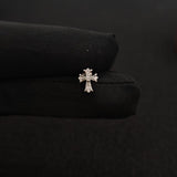 Titanium Cross & Safety Pin Cross CZ Piercing Stud | 1PC – Flat Back Labret | Ear Nose Body Jewelry - AKAK BODYJEWELRY-ear-tunnel
